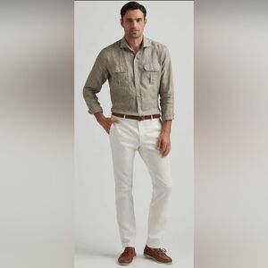 Peter Millar Somerset Almond Flat Front Pants Linen/Cotton 36x34 NWT $225 Retail